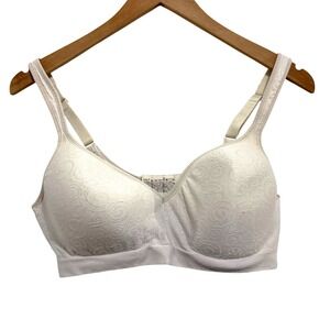 Bali Comfort Revolution Wirefree Bra 38D Ivory Jacquard Swirl 3463 8540